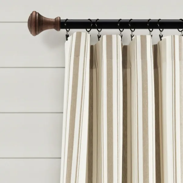Curtains & Drapes-Kirkland's Home Stripe Farmhouse Curtain Panel Set, 95 In. Tan