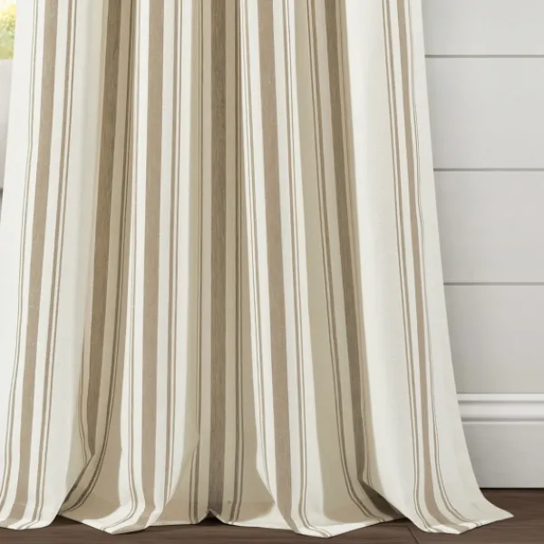 Curtains & Drapes-Kirkland's Home Stripe Farmhouse Curtain Panel Set, 95 In. Tan