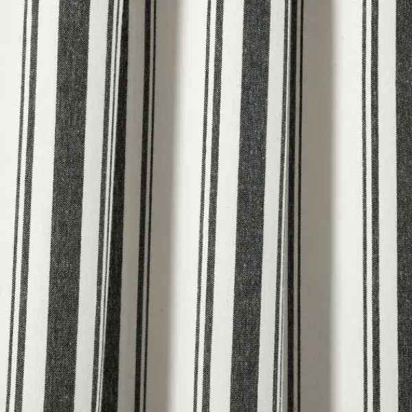 Curtains & Drapes-Kirkland's Home Stripe Farmhouse Curtain Panel Set, 63 In. Black