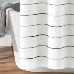 Shower Curtains-Kirkland's Home Stripe Ombre Shower Curtain Gray