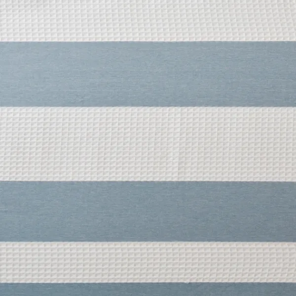 Shower Curtains-Kirkland's Home Stripe Waffle Weave Shower Curtain Blue