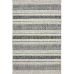 Outdoor Rugs-Kirkland's Home Stripe Weave Sun Shower Outdoor Area Rug, 5X8 Black/Ivory