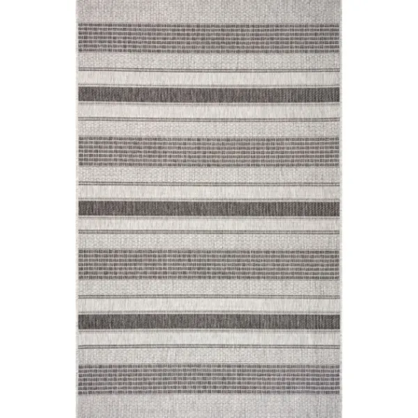 Outdoor Rugs-Kirkland's Home Stripe Weave Sun Shower Outdoor Area Rug, 7X9 Gray