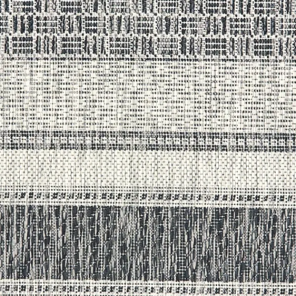 Outdoor Rugs-Kirkland's Home Stripe Weave Sun Shower Outdoor Area Rug, 7X9 Gray