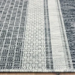 Outdoor Rugs-Kirkland's Home Stripe Weave Sun Shower Outdoor Area Rug, 7X9 Gray