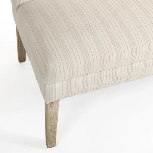 Benches & Ottomans-Kirkland's Home Striped Banquette Bench Ivory