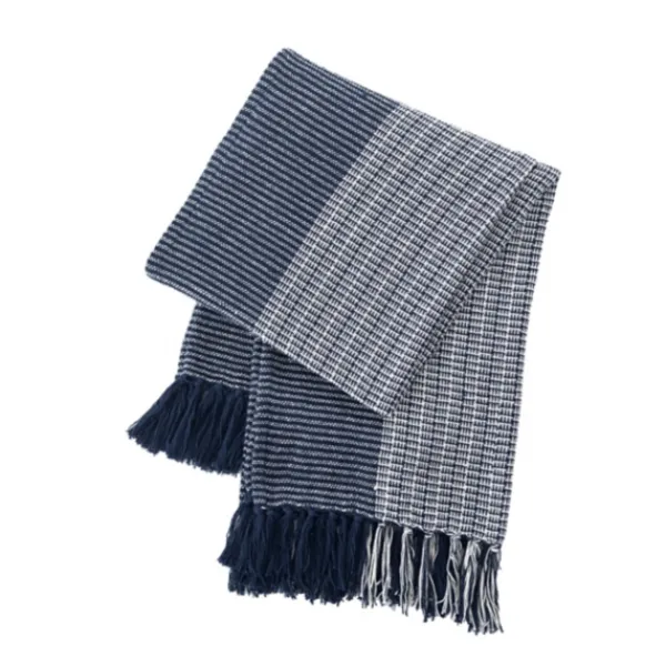 Blankets & Throws-Kirkland's Home Striped Color Block Cotton Throw Blue