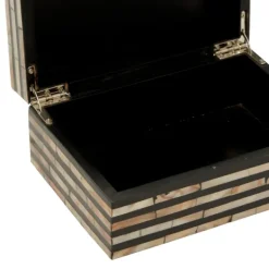 Baskets & Boxes-Kirkland's Home Striped Mother Of Pearl Shell Wood Boxes, Set Of 2 Tan/Gray