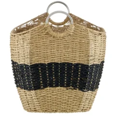 Baskets & Boxes-Kirkland's Home Striped Natural Seagrass Basket Tan/Black