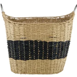 Baskets & Boxes-Kirkland's Home Striped Natural Seagrass Basket Tan/Black