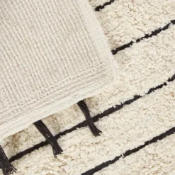 Bathroom Rugs-Kirkland's Home Striped Tassel Bath Mat Ivory