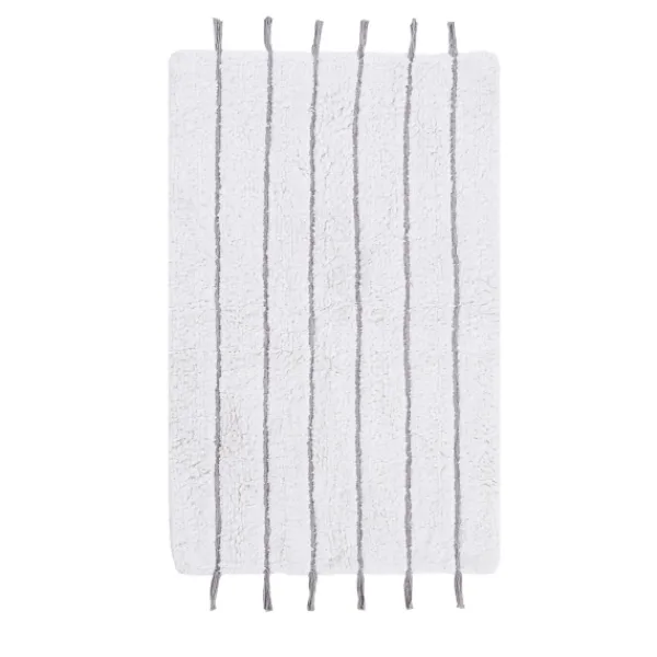 Bathroom Rugs-Kirkland's Home Striped Tassel Bath Mat White