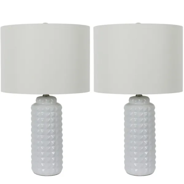 Table Lamps-Kirkland's Home Studded Ceramic Table Lamps, Set Of 2 White