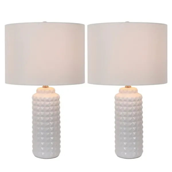 Table Lamps-Kirkland's Home Studded Ceramic Table Lamps, Set Of 2 White
