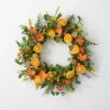 Wreaths-Kirkland's Home Summer Blooming Ranunculus Thistle Wreath Green/Yellow/Orange