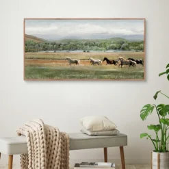 Canvas Art-Kirkland's Home Summer Herd Framed Canvas Art Print Green/Gray