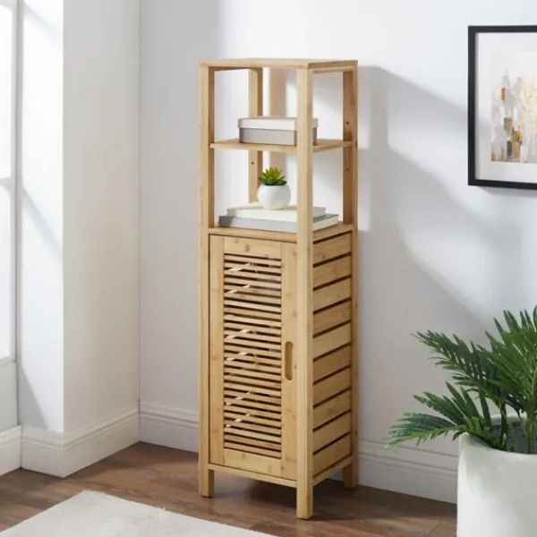 Bathroom Furniture-Kirkland's Home Sumter Bamboo Shelves And Cabinet