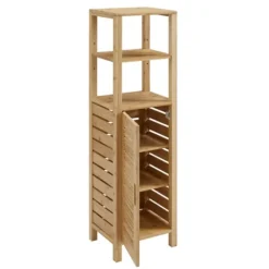 Bathroom Furniture-Kirkland's Home Sumter Bamboo Shelves And Cabinet