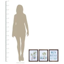 Wall Quotes & Signs-Kirkland's Home Sun Sand Surf 3-Pc. Coastal Wall Plaques White/Brown/Blue