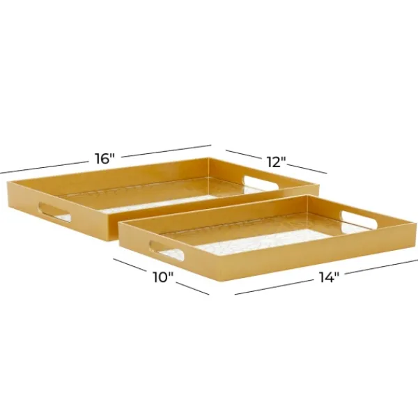 Decorative Trays-Kirkland's Home Sun Star 2-Pc. Mirrored Tray Set Gold