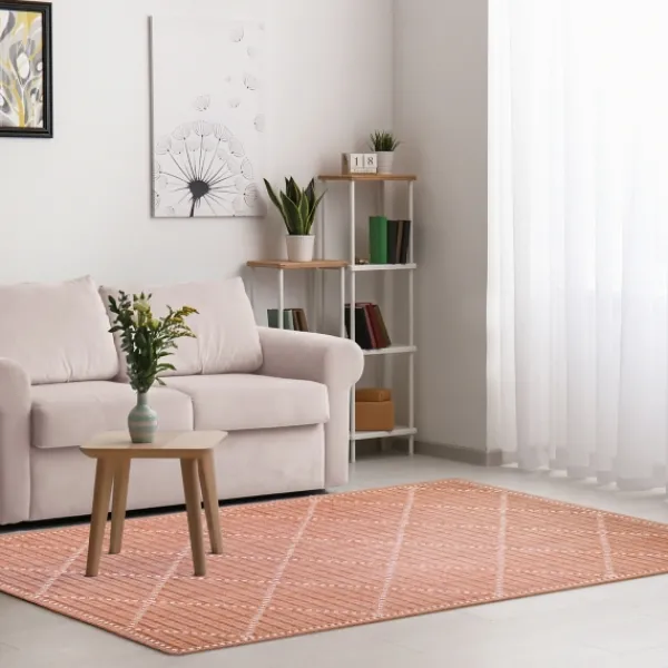 Outdoor Rugs-Kirkland's Home Sunset Diamond Outdoor Area Rug, 7X9 Orange/White