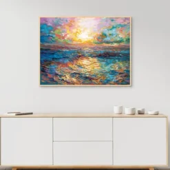 Canvas Art-Kirkland's Home Sunset In Mykonos Framed Canvas Art Print Blue/Multi