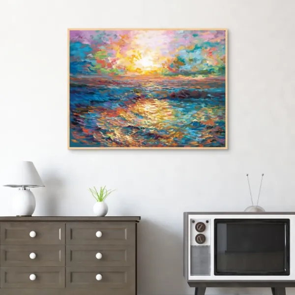Canvas Art-Kirkland's Home Sunset In Mykonos Framed Canvas Art Print Blue/Multi