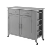 Kitchen Islands & Bar Carts-Kirkland's Home Susanne Stainless Top And Gray Wood Kitchen Island