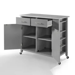 Kitchen Islands & Bar Carts-Kirkland's Home Susanne Stainless Top And Gray Wood Kitchen Island