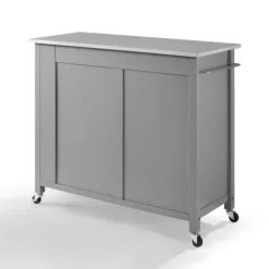 Kitchen Islands & Bar Carts-Kirkland's Home Susanne Stainless Top And Gray Wood Kitchen Island