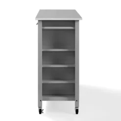 Kitchen Islands & Bar Carts-Kirkland's Home Susanne Stainless Top And Gray Wood Kitchen Island