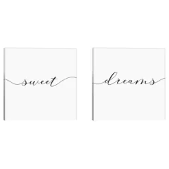 Wall Quotes & Signs-Kirkland's Home Sweet Dreams Diptych Giclee Canvas Print Set Black/White