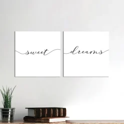 Wall Quotes & Signs-Kirkland's Home Sweet Dreams Diptych Giclee Canvas Print Set Black/White