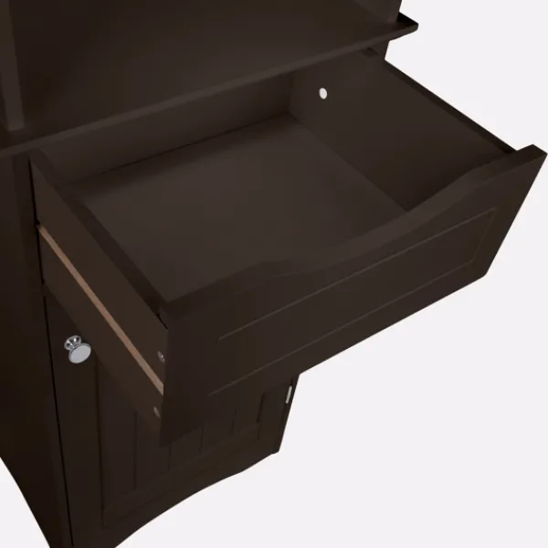 Cabinets & Sideboards-Kirkland's Home Tall Espresso Open Shelves Cabinet Brown