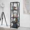 Office Furniture-Kirkland's Home Tall Metal X-Framed Dark Walnut Bookshelf Brown
