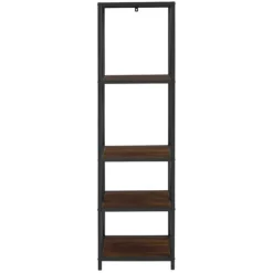 Office Furniture-Kirkland's Home Tall Metal X-Framed Dark Walnut Bookshelf Brown