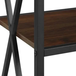 Office Furniture-Kirkland's Home Tall Metal X-Framed Dark Walnut Bookshelf Brown