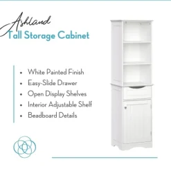 Cabinets & Sideboards-Kirkland's Home Tall Open Shelves Cabinet White