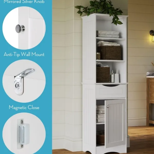 Cabinets & Sideboards-Kirkland's Home Tall Open Shelves Cabinet White