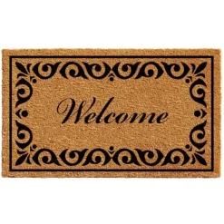 Doormats-Kirkland's Home Tan And Black Scroll Welcome Doormat, 36X24 In. Tan/Black