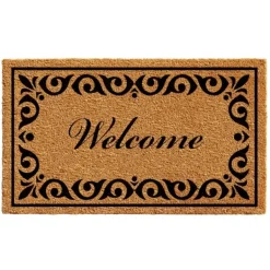 Doormats-Kirkland's Home Tan And Black Scroll Welcome Doormat, 48X30 In. Tan/Black