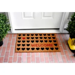 Doormats-Kirkland's Home Tan And Black Welcome Heart Doormat Tan/Black/Red