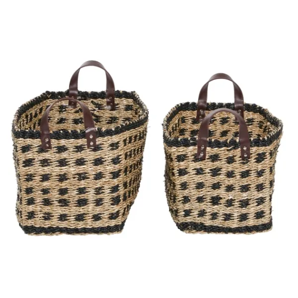 Baskets & Boxes-Kirkland's Home Tan And Black Woven Baskets, Set Of 2 Tan/Black