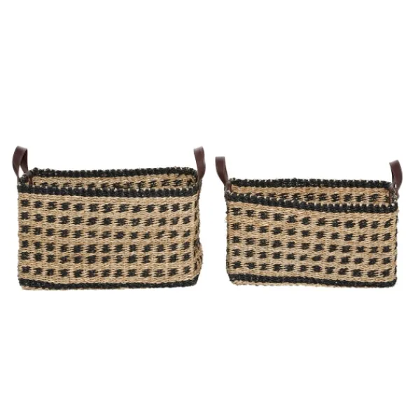 Baskets & Boxes-Kirkland's Home Tan And Black Woven Baskets, Set Of 2 Tan/Black