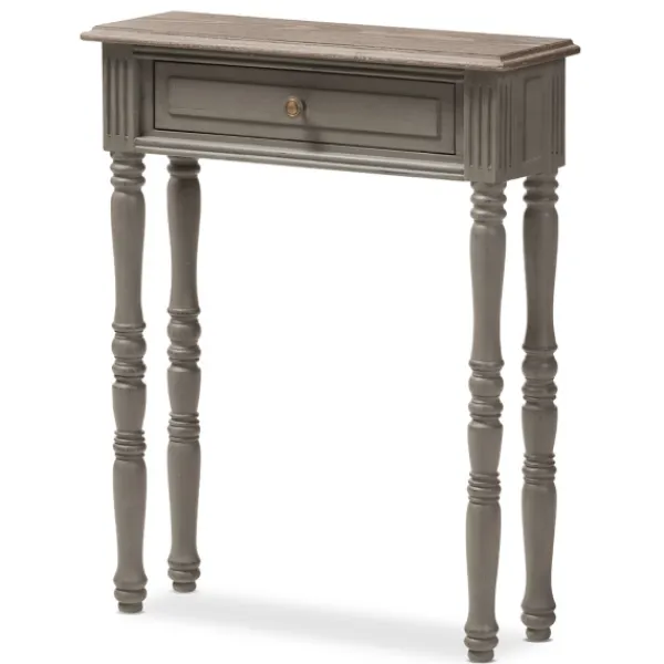 Console Tables-Kirkland's Home Tan And Gray Ornate Ball Turned Console Table