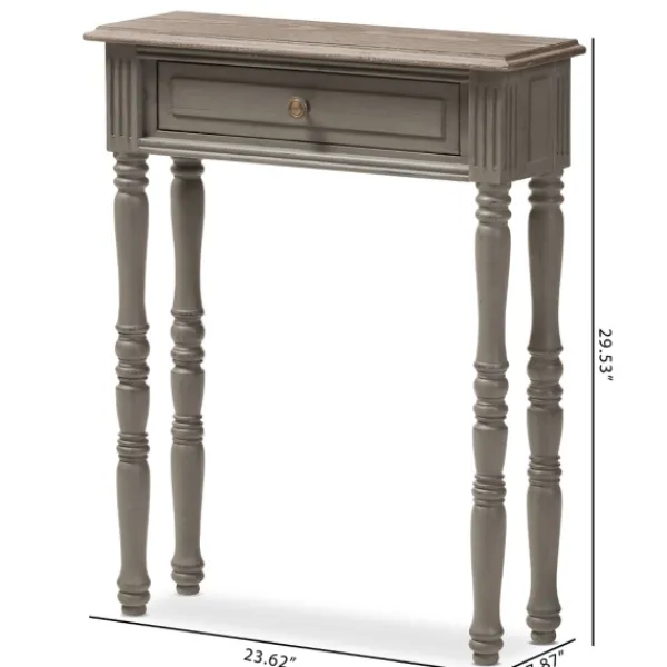 Console Tables-Kirkland's Home Tan And Gray Ornate Ball Turned Console Table