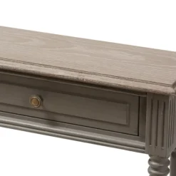 Console Tables-Kirkland's Home Tan And Gray Ornate Ball Turned Console Table