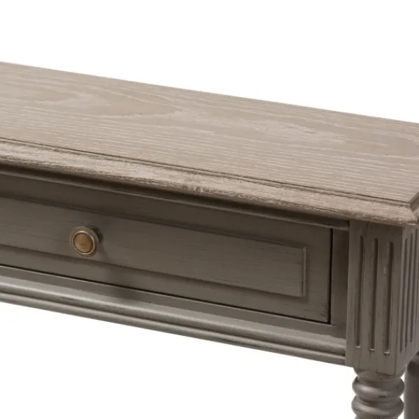 Console Tables-Kirkland's Home Tan And Gray Ornate Ball Turned Console Table