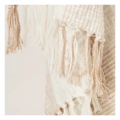 Blankets & Throws-Kirkland's Home Tan And Ivory Striped Woven Cotton Throw Tan/Ivory