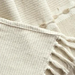 Blankets & Throws-Kirkland's Home Tan And White Herringbone Stripe Throw Tan/White